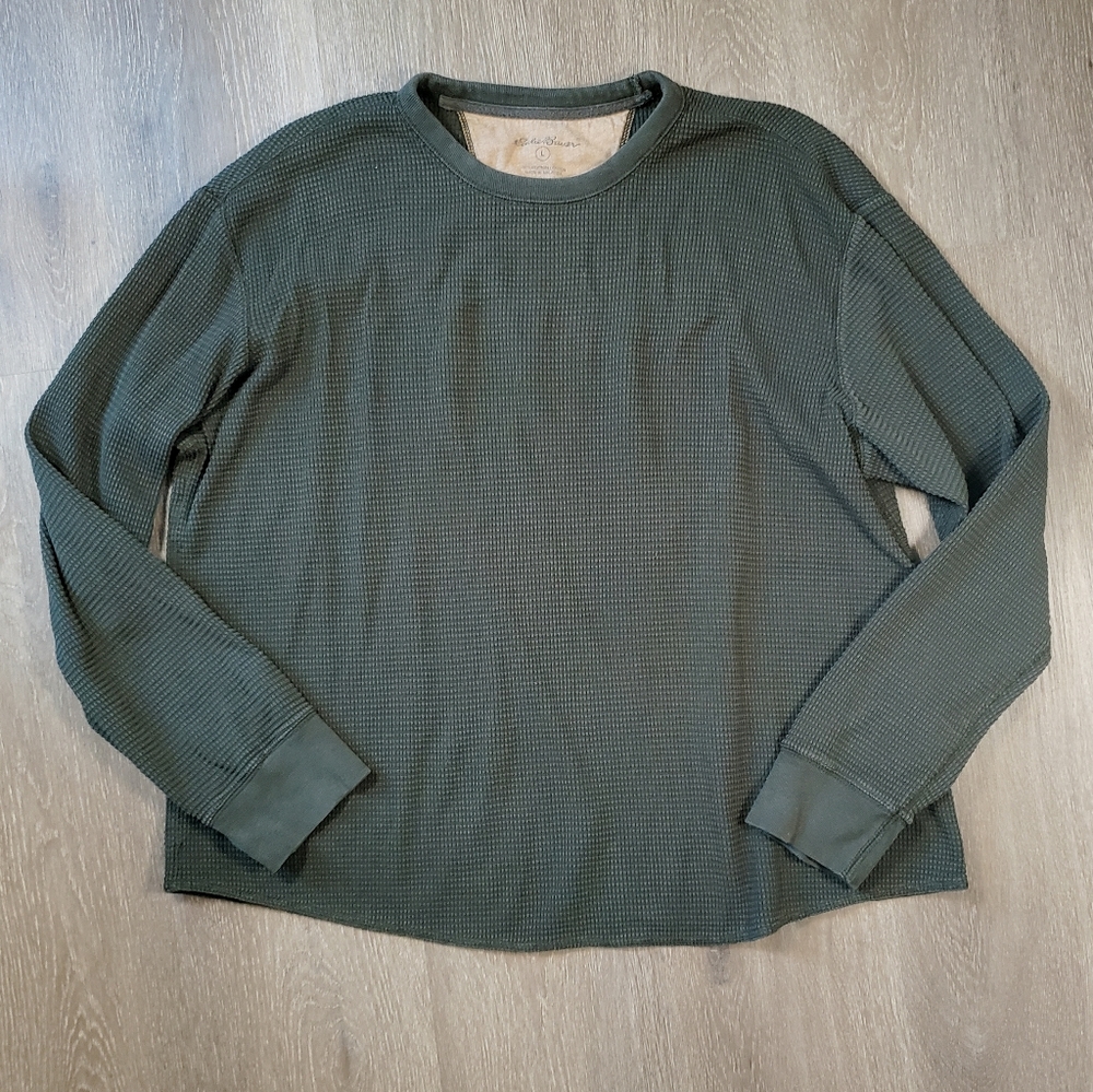 Eddie Bauer Chunky Waffle Knit Long Sleeve Shirt Men's Large